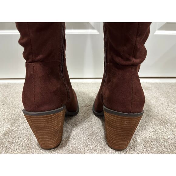 Charles David Wire Tall Boots Brown Microsuede Size 7 NWOB Textile Upper Fall - Picture 13 of 15